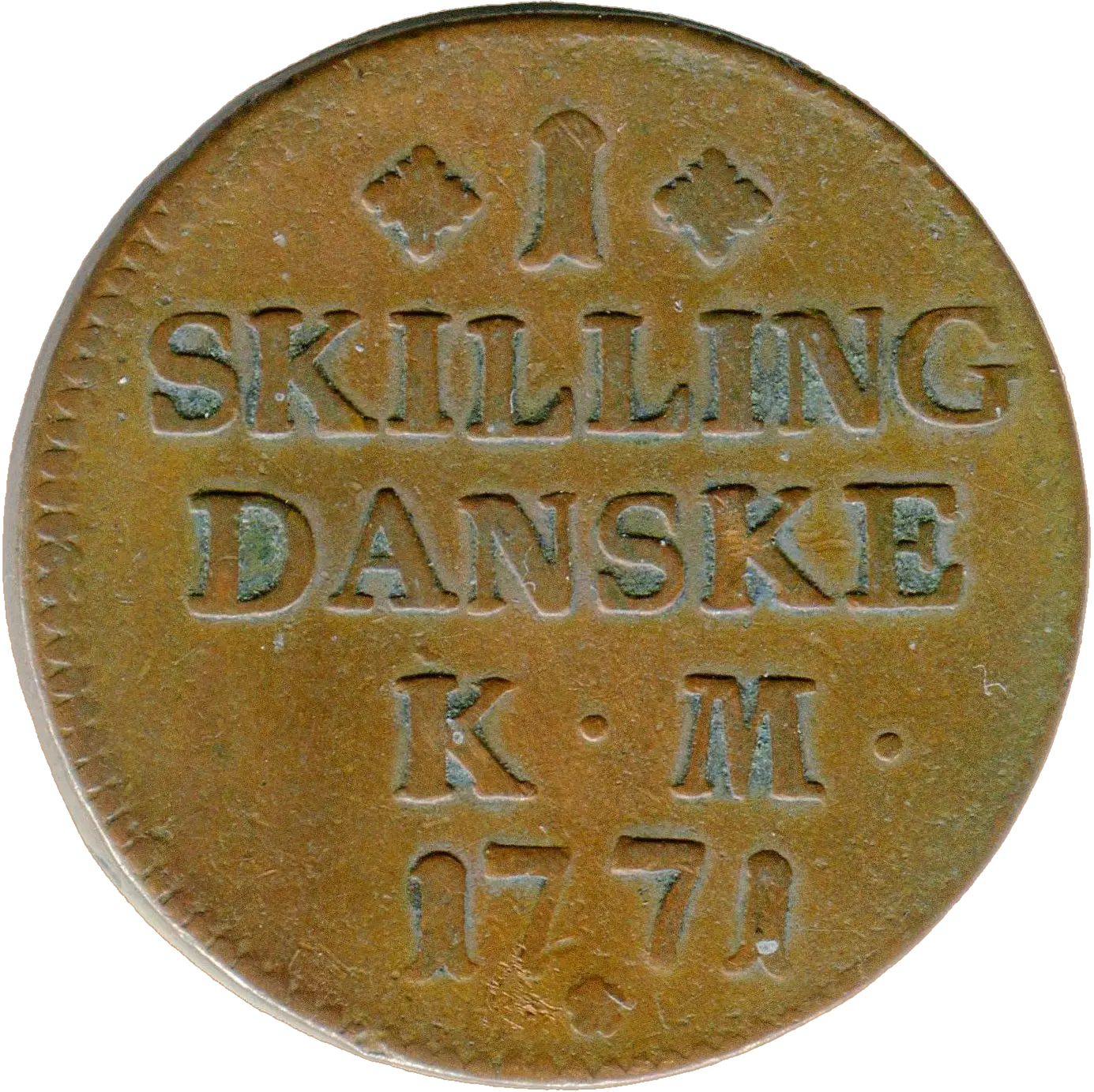 Reverse of 1 skilling 1771, die A202